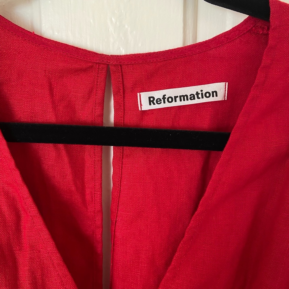 Reformation Linen Wrap Dress XL